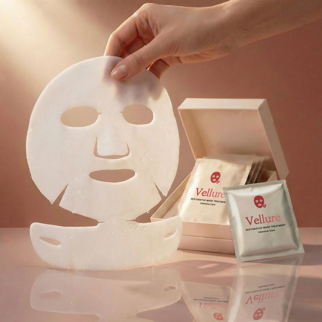 Vellure Restorative Collagen Sheet Mask Treatment — Biomimetic Marine Collagen, Made in France